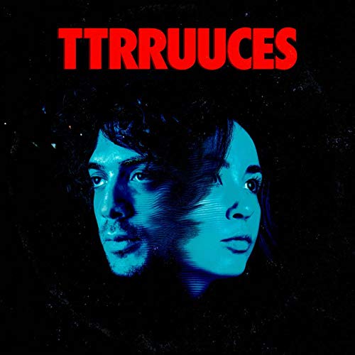 Album cover with two faces in blue, against a black background, titled "TTRRUUCES".