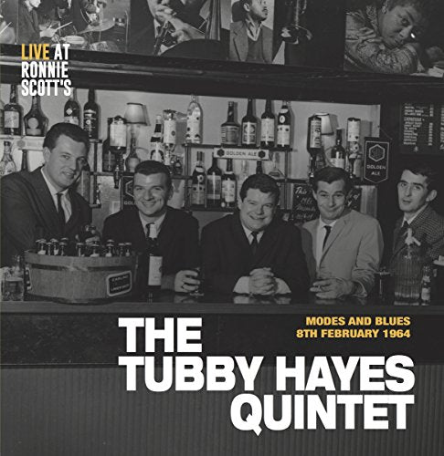 Black and white vinyl album cover with musicians at a bar.