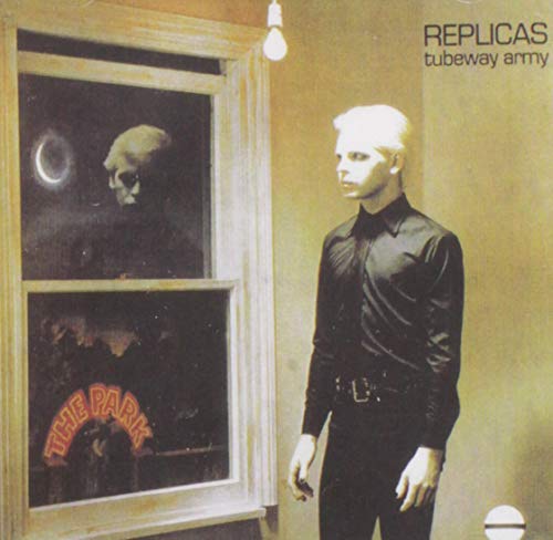 Album cover for Tubeway Army’s “Replicas” featuring a man and window.