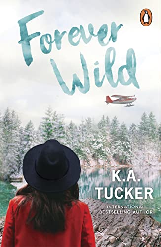 Book cover showing a woman in a red coat and hat facing snowy forests.