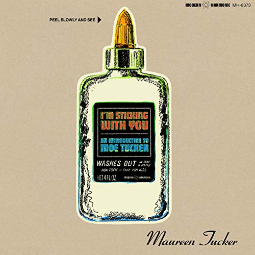 Vinyl record cover featuring a drawing of a glue bottle with text.