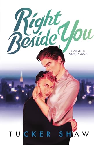 Book cover: two men embracing, city skyline in the background.