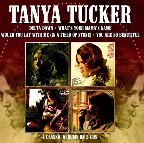 "Tanya Tucker's CD compilation cover featuring four album covers and her portrait."