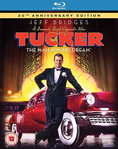 Blu-ray cover for “Tucker,” featuring Jeff Bridges and a red car.