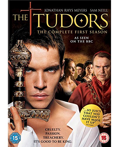 DVD cover for The Tudors Season 1 featuring Jonathan Rhys Meyers and Sam Neill.