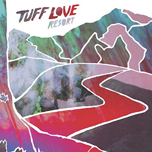 Album cover art featuring abstract shapes and a red road against a mountain landscape.