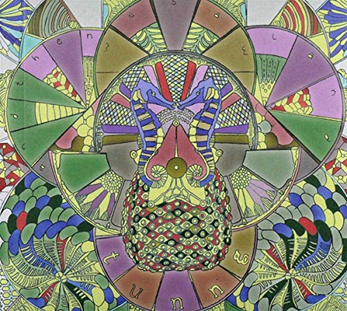 CD cover with colorful, symmetrical illustration of a fantastical bird.