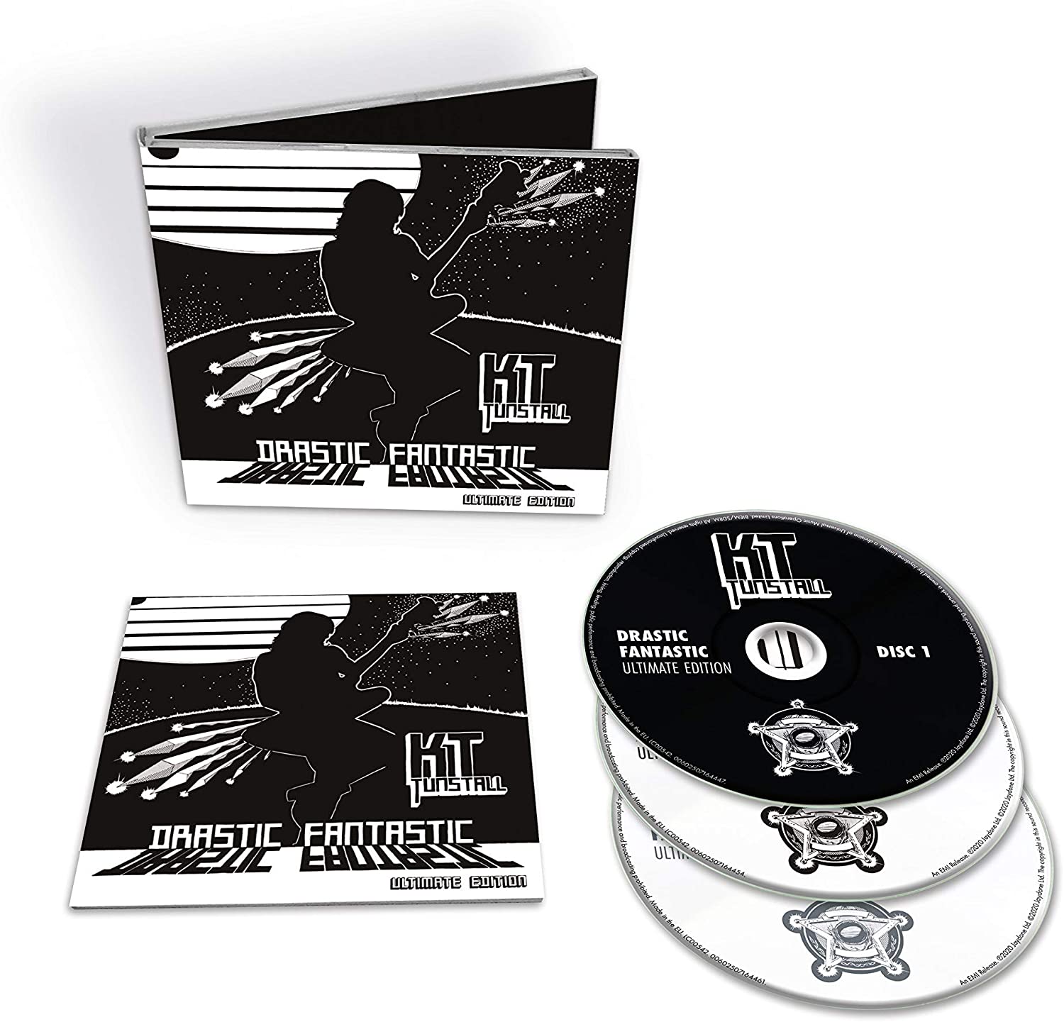 CD case and discs for “Drastic Fantastic” by Tunstall, Kt, black and white.