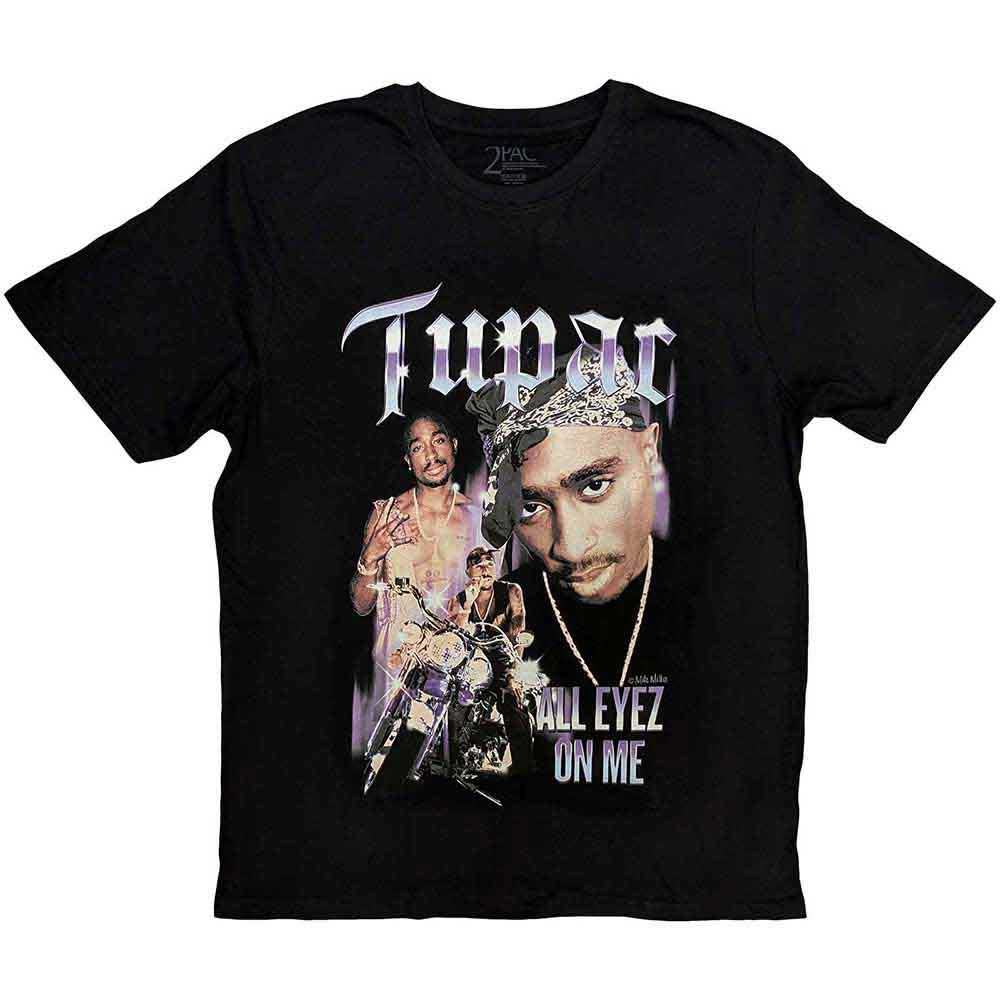 Blue t-shirt with Tupac Shakur’s face and “All Eyez” inspired design.