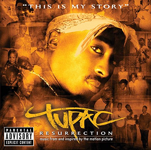 CD cover for Tupac’s “Resurrection” featuring a portrait of the artist.