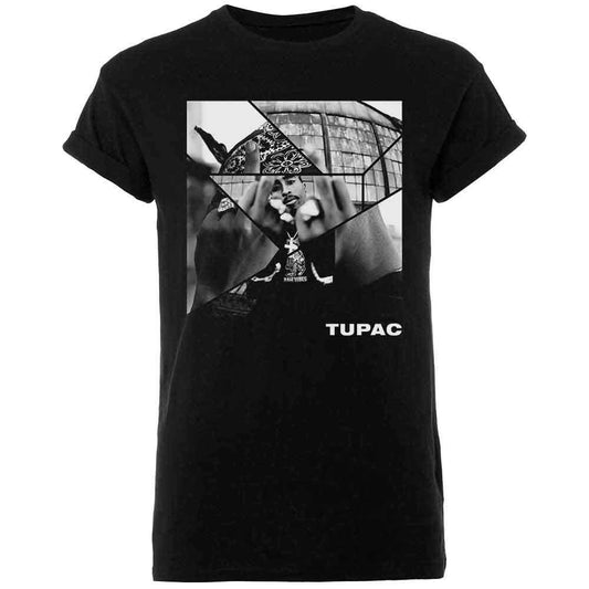 Medium t-shirt featuring a graphic of Tupac Shakur, likely distressed style.