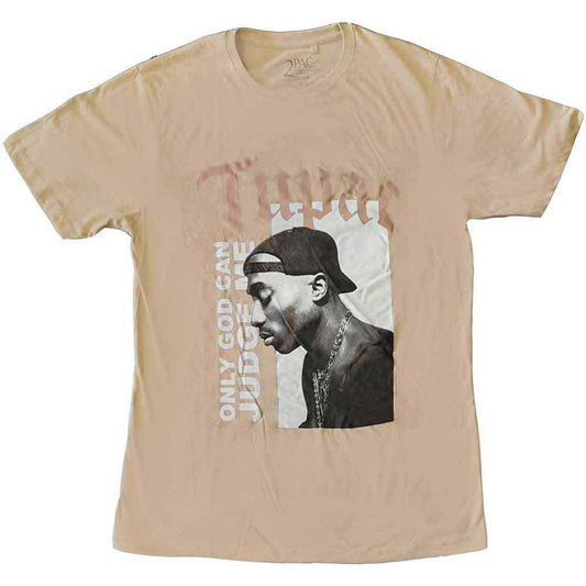 Black unisex T-shirt featuring a graphic print of Tupac Shakur with Only God text.