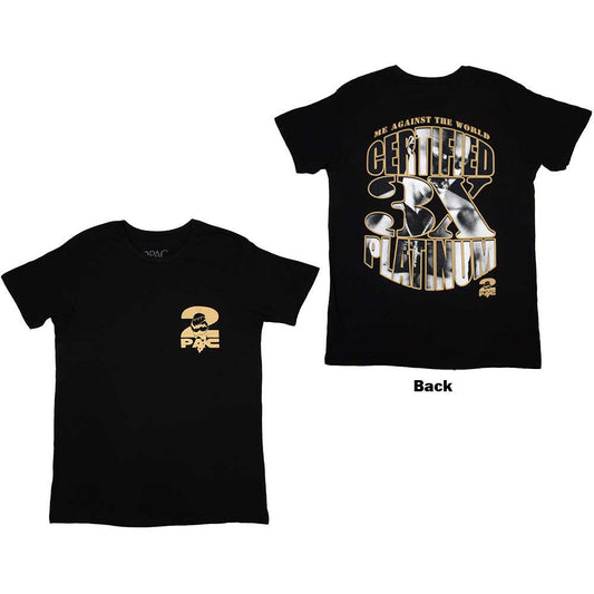 Small black t-shirt with a platinum-colored Tupac image on the back.