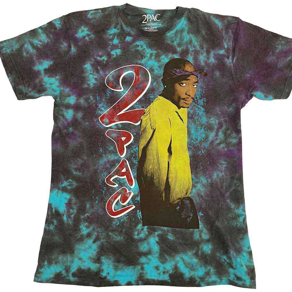 Vintage-wash t-shirt featuring a faded image of Tupac Shakur, size large.