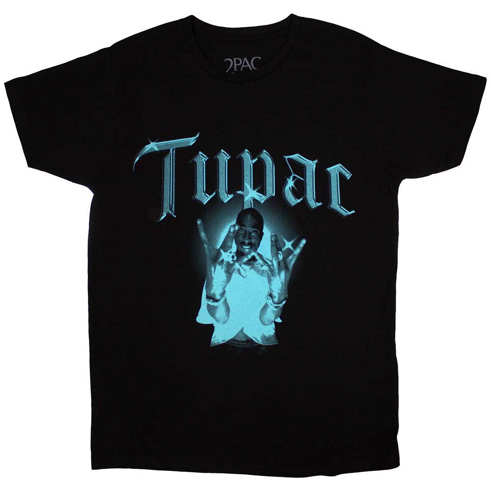Black t-shirt featuring a portrait of Tupac and “West Side” text.