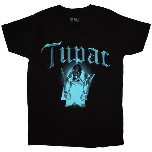 Black t-shirt featuring a portrait of Tupac and “West Side” text.