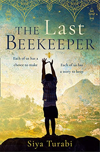 Book cover: silhouette of a person with a bee against a landscape.