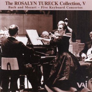 Rosalyn Tureck playing piano with an orchestra, CD cover art.