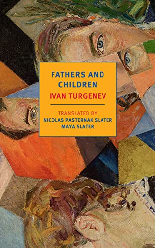 Book cover for "Fathers and Children" by Ivan Turgenev, with abstract art.