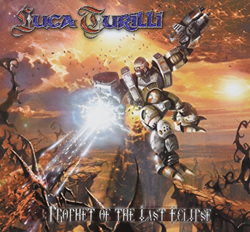 Album cover featuring a mechanical robot firing a beam over a rocky, sunset landscape.