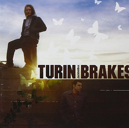 CD cover for Turin Brakes’ “Jackinabox” featuring two men and butterflies.