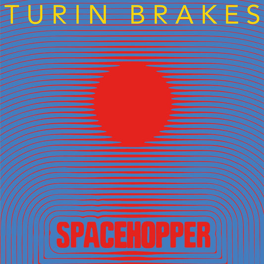 CD cover for Turin Brakes’ “Spacehopper” with red and blue concentric lines.