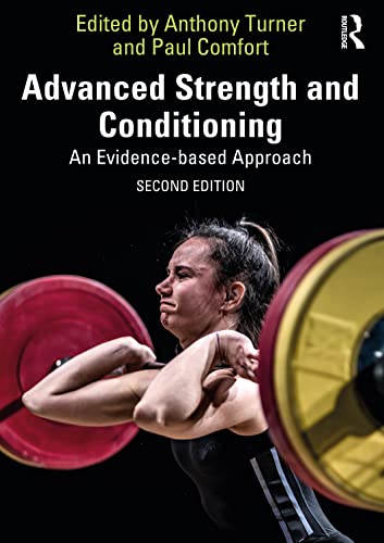 Book cover: “Advanced Strength and Conditioning” with weightlifter image.