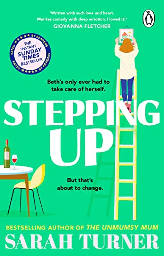 BookPigeon book cover for Stepping Up by Sarah Turner with a woman on a ladder.
