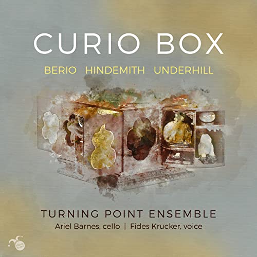 CD cover for “Curio Box” by Turning Point Ensemble, featuring abstract art.