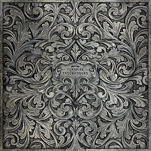 "Album cover with intricate silver floral pattern and 'Turnpike Troubadours' text in the center."