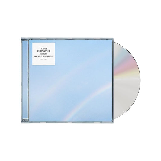 Turnstile Never Enough CD case with a light blue sky and rainbow cover art.