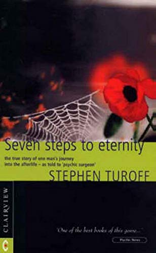 Book cover with red poppy, spiderweb, and title “Seven Steps to Eternity.”
