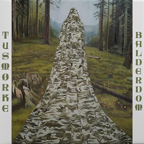 CD cover: figure draped in camouflage fabric within a forest landscape.