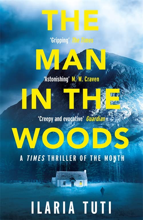 Book cover: dark mountains, small house, and bold yellow title text.