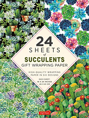 Gift wrapping paper pad featuring various colorful succulent and cactus patterns.