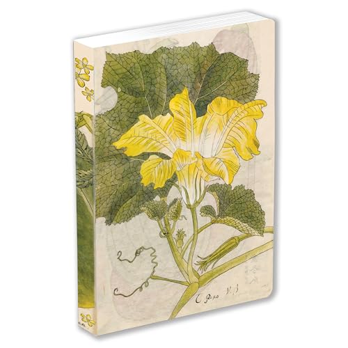 Paperback journal featuring a botanical illustration of a yellow melon blossom and green leaves.