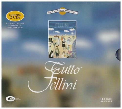 CD case for "Tutto Fellini" with illustrated artwork of figures.