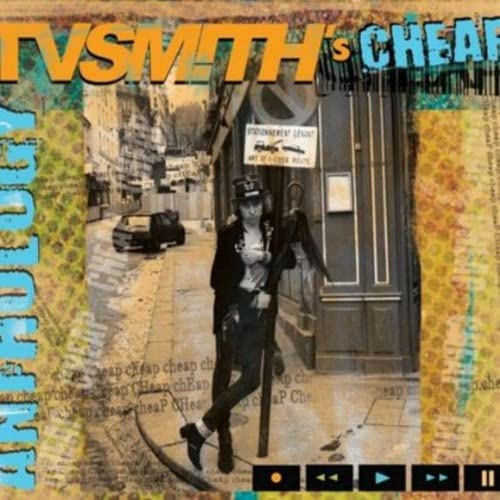 CD cover for Tv Smith’s “Cheap” featuring a man leaning on a lamppost.