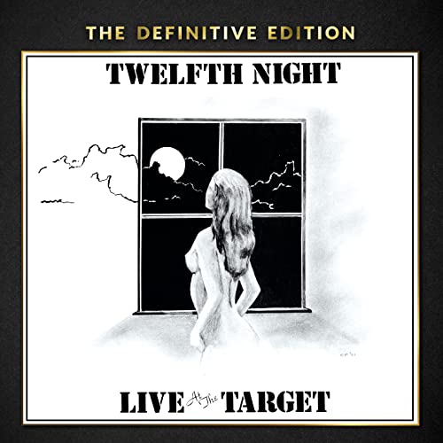 CD cover for “Twelfth Night - Live At The Target” with a sketched window scene.