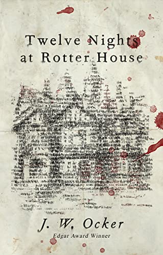 Book cover: haunted house illustration with blood-like splatters and text.