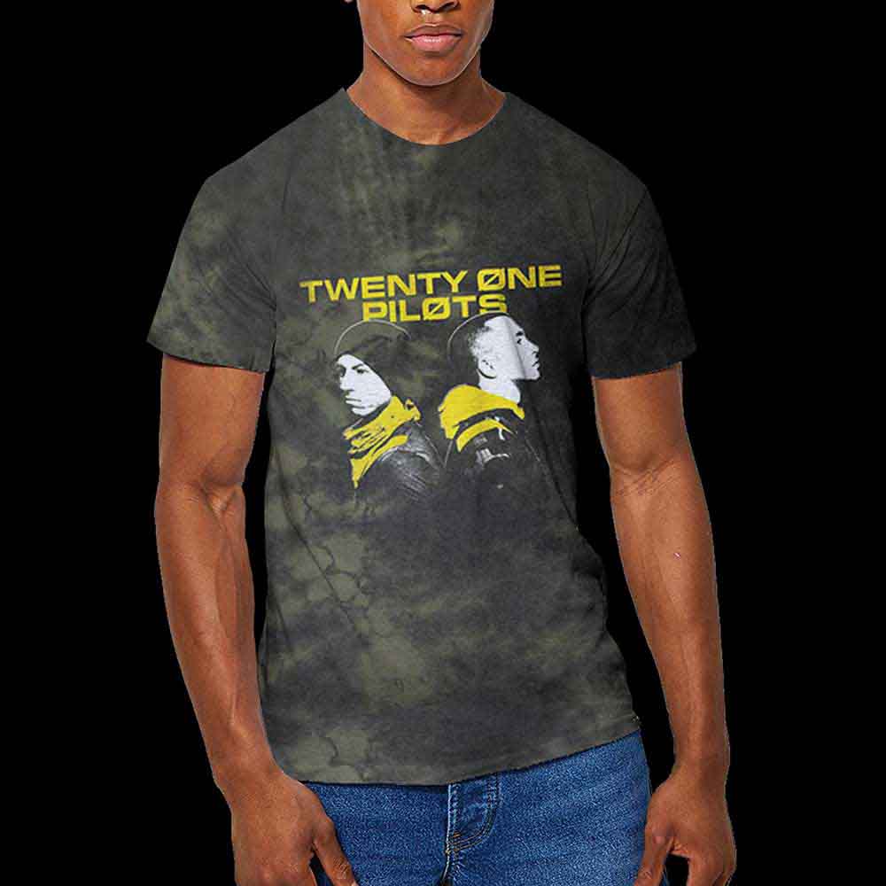 Dip-dye t-shirt with Twenty One Pilots logo, size large.