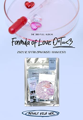 Twice album cover featuring a heart, test tube, and formula design.