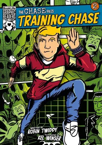 Comic book cover featuring a blonde boy in a hoodie running.