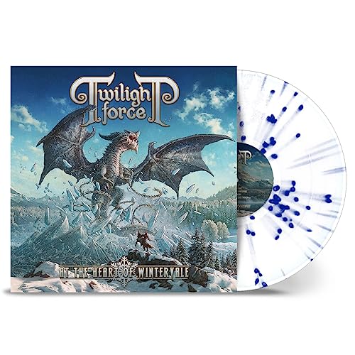 Vinyl record album cover featuring a dragon over a snowy landscape and splattered disc.
