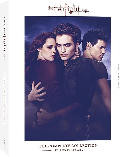 “Twilight Saga” Blu-ray box set featuring Kristen Stewart, Robert Pattinson, and Taylor Lautner.