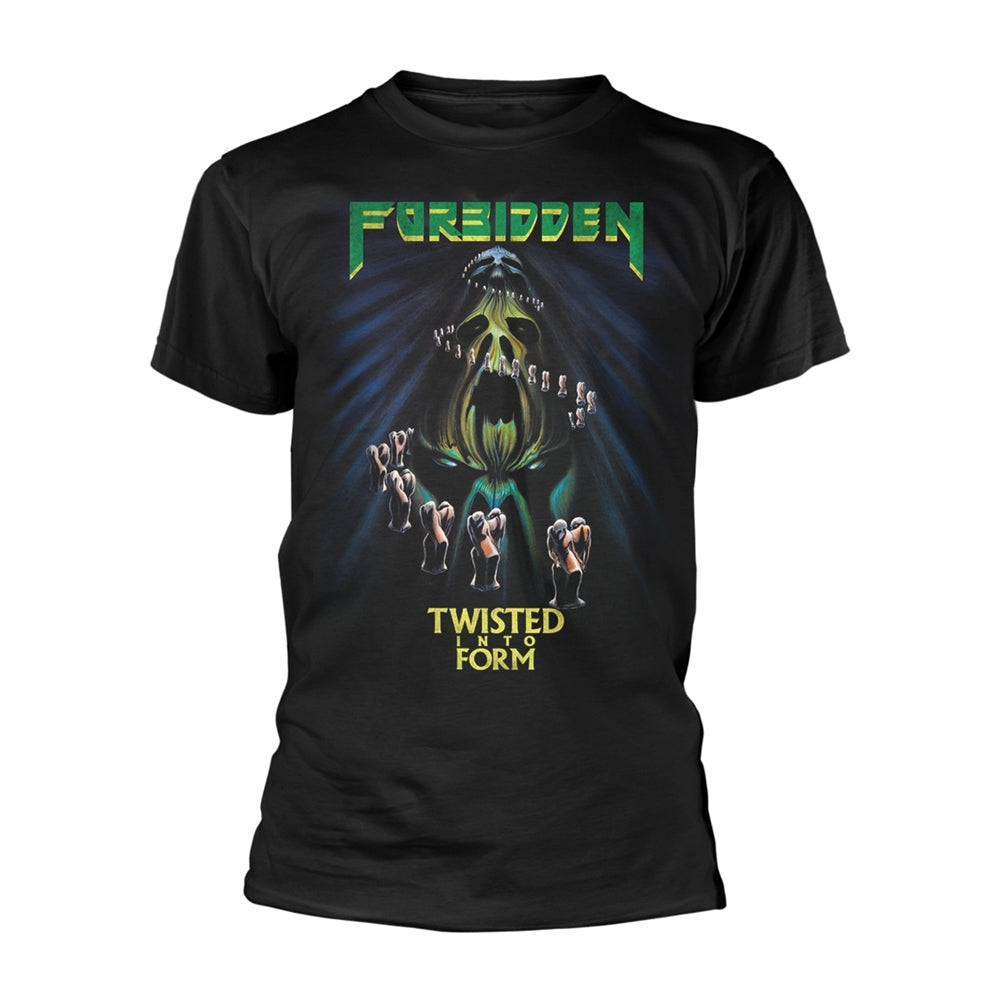 Black t-shirt with a colorful, fantastical illustration and band logo.