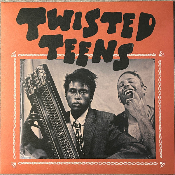Orange vinyl record cover featuring two musicians with a guitar.