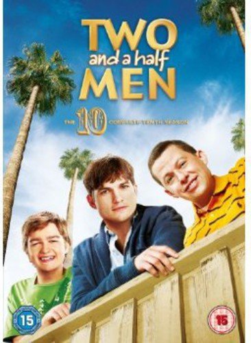 DVD cover for Two and a Half Men season 10 featuring three male actors.