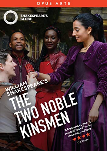 DVD cover for Shakespeare’s “The Two Noble Kinsmen” featuring three actors.