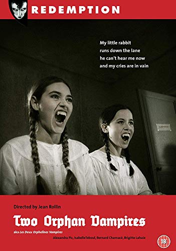 DVD cover for “Two Orphan Vampires” featuring two girls with open mouths.